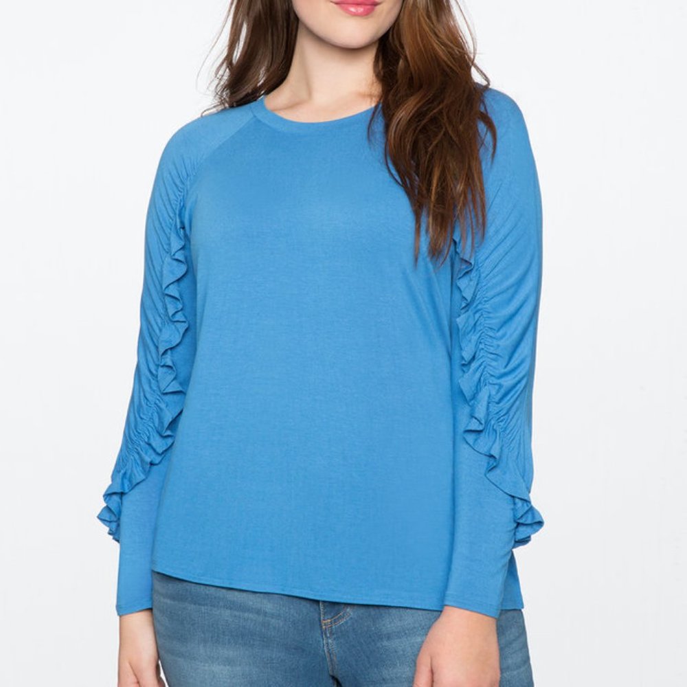 Eloquii Gathered Ruffle Tee Size 18 20